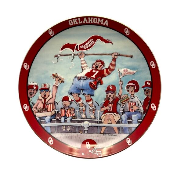 OU OKLAHOMA SPECTATOR SPECTACULAR! Porcelain COLLECTOR PLATE Gary Patterson 8" - Picture 1 of 3